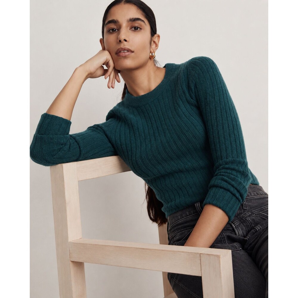 Madewell Readfield Women S Shaded Evergreen Wool Blend Cropped Sweater NI058